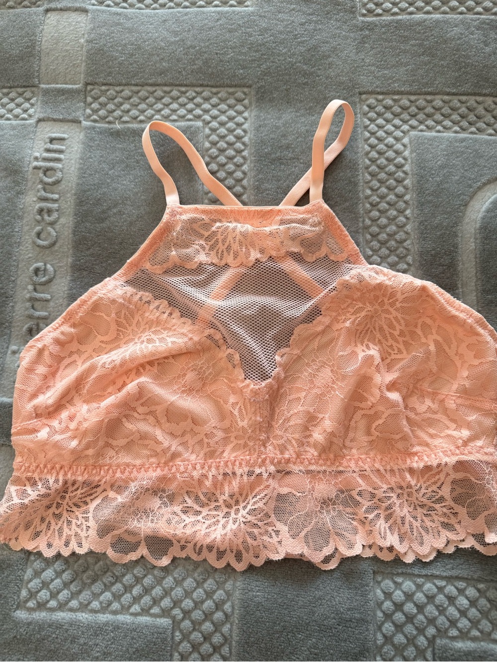 Victoria's Secret PINK Floral Lace High-Neck Bralette.